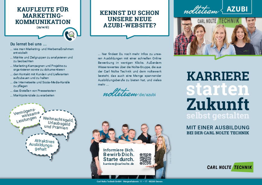 PDF Flyer Ausbildung bei der Carl Nolte Technik, 6-Seiter